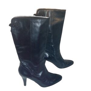 Nine West Leather Knee High Heeled Boots Size 8 1/2 EUC Quiet Luxury Old…